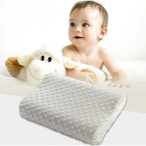 Oreiller Enfant 3-10 ans à Memoire de Forme anti acarien Dodo Ergonomique Cervical avec Haute et Bas avec Taie 38x25cm Blanc (1/4)