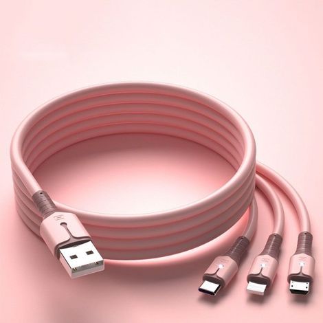 Câble Lightning/Type C/Micro USB 3-en-1 certifié MFi, rose KLB