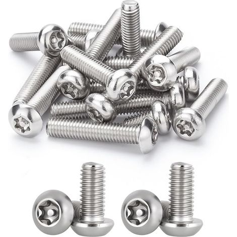 25 Pièces Vis de Sécurité Torx à Tête Plate, Tailles Assorties M2.5/3/4/5mm, Fixations Résistantes au Sabotage en Acier Inoxydable 304 à Entraînement Étoile pour Machinerie, Électronique, Automobile (1/5)