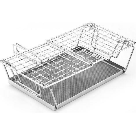 Grille à pain, grille à pain pour barbecue et camping en plein air, grille pliable en acier inoxydable (1/5)