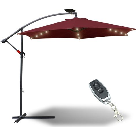 Parasol avec LED Parapluie 350cm - Parapluie, protection solaire, parasol de jardin - Rouge (1/5)