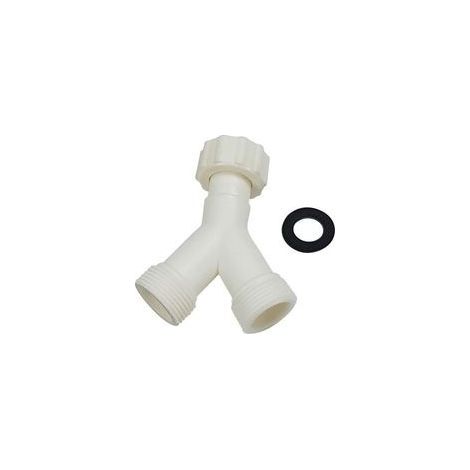 Conector doble en Y para lavadora y lavavajillas, conector de desagüe con rosca de 3/4 pulgadas, conector de manguera para grifos y electrodomésticos, plástico reforzado de alta resistencia (1/5)