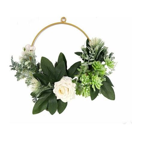 royaluxe- Lot de 1 couronnes de fleurs en métal pour porte d'entrée, couronnes florales printemps/été pour salon, jardin, mariage, festival, décoration 30 cm (1/5)