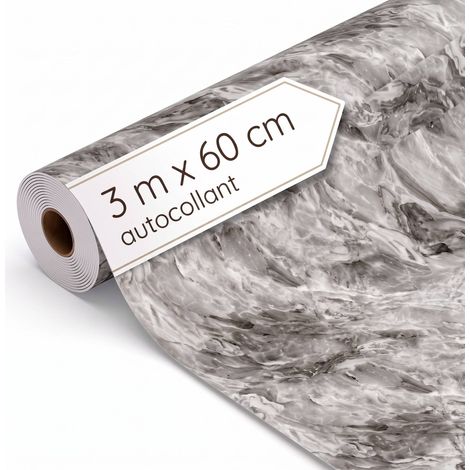 Dalsys revêtement mural autocollant rouleau de 3m x 60cm Gris PVC