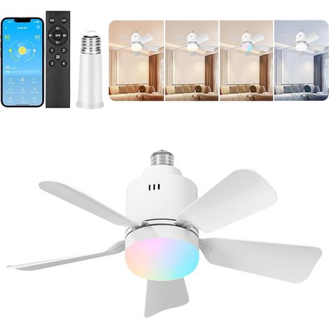 Ventilateur de Plafond avec Lumière RGB, Télécommande et APP, Éclairage Réglable E27, 3000k-6500k, Ventilateur Plafond Silencieux à 5 Pales, 3 Couleurs, Minuterie, Pour Chambre, Salon, Garage (1/5)