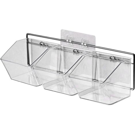 Boîte de rangement murale à 3 niveaux, suspendue horizontalement, idéale pour ranger l'ail, le gingembre et les oignons. (1/5)
