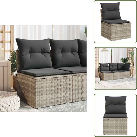 The Living Store Gartensofa ohne Armlehnen mit Kissen Hellgrau Poly Rattan - Outdoor Möbel - Gartengestelle - Lounge Sofa - Gartenstuhl - Rattan Gartenmöbel (1/5)