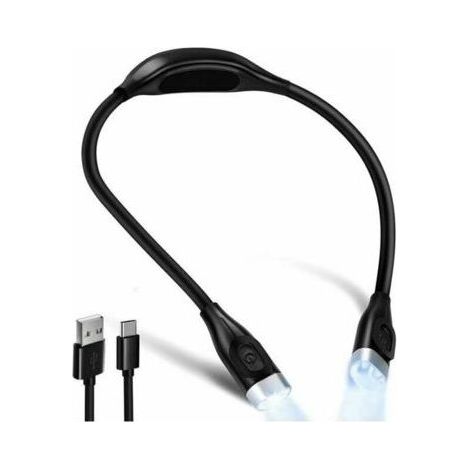 Flexible LED-Nackenleseleuchte, wiederaufladbar, 4 LEDs, 3 Farben, Augenschutz, mit extra langem, flexiblem Arm (schwarz) (1/4)