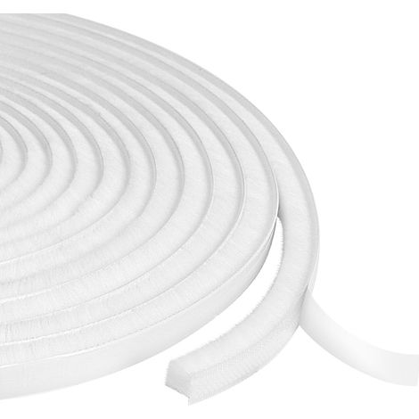 Joint Brosse Porte Coulissante, joint brosse porte coulissante Polypropylène, 9mm(B) x 9mm(D) x 6M(L) Autocollante Joint Brosse Porte pour L'isolation la Protection Contre le Vent, Blanc (1/5)