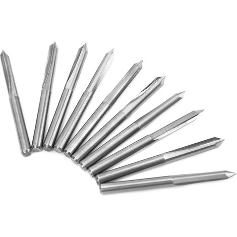 10 fraises professionnelles de 3,175 mm en acier au tungstène pour la sculpture et la gravure sur bois, angle de 45° x 0,3 mm (1/5)