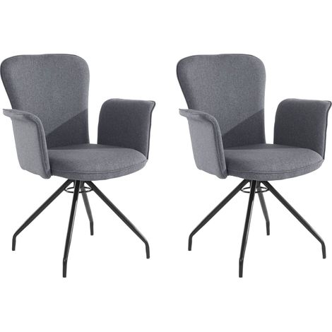 Carla-Fauteuil en tissu anthracite Pack de 2