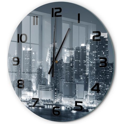 Horloge Murale Ronde Élégance Contemporaine Verre Trempé Silencieuse Manhattan, New York fi 60 cm (1/5)