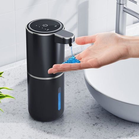 Distributeur automatique de savon liquide, 380 ml, support mural, 4 vitesses, réglable, rechargeable par USB