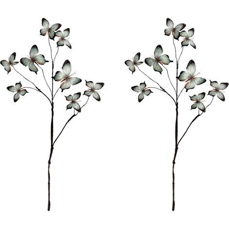 Sprays floraux Faux papillon, 2 pièces, avec 8 fleurs,-bleu (1/2)