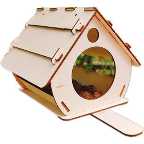Nichoir en bois avec perchoir, mangeoire pour oiseaux, nichoir domestique (1/5)