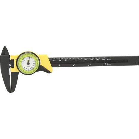 Pied coulisse vernier plastique – 0-150mm – 0.01mm – jaune – rapide / précis – biomédical (1/5)