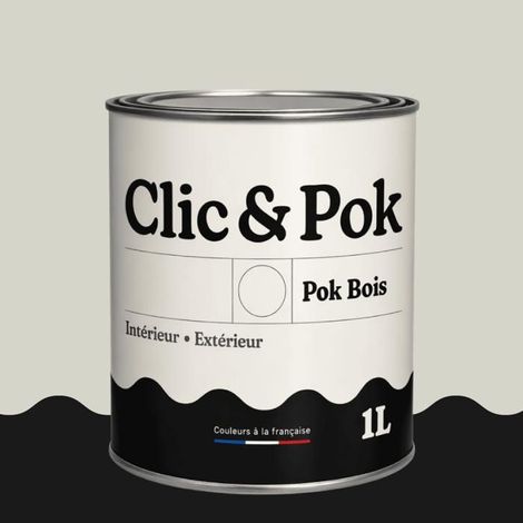 Peinture Bois Extérieur – POK BOIS - 1L - RAL 9002 - Blanc gris- Résistante aux intempéries - Ne s'écaille pas