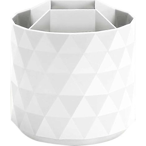 Porte-stylo rotatif à 360°, boîte de rangement mignonne à 5 compartiments pour crayons, pinceaux de maquillage, fournitures scolaires et de bureau, blanc (1/5)