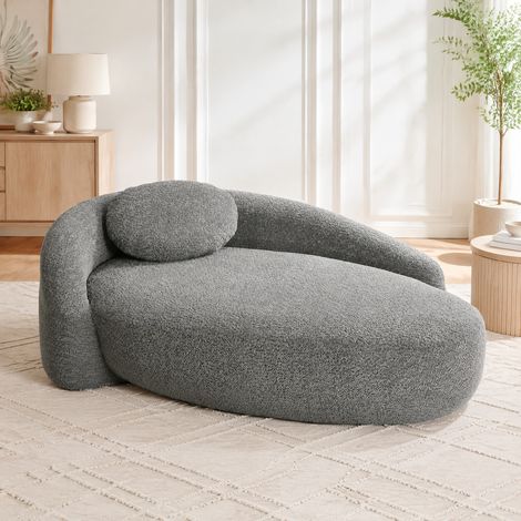 Sofa aus Teddyfleece 170 x 96 x 62 cm, mit Kissen, Dunkelgrau OKMYHOME (1/5)