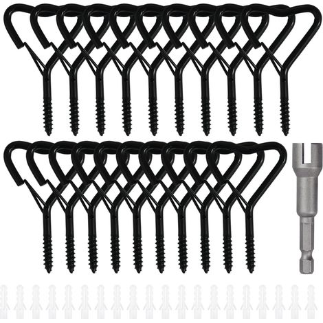 Crochets en Acier Inoxydable à Visser Avec Boucle, Crochets à Vis de Plafond, Crochets Muraux à visser Inox pour Intérieur, Extérieur, Clés, Lumières, Décoration de Noë-Noir forme Cœur (1/5)