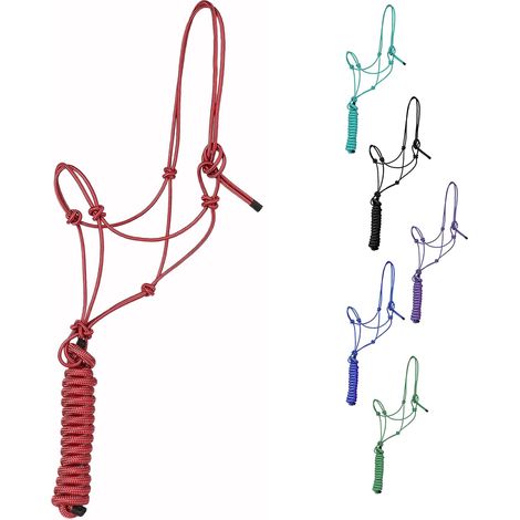 1 Licol Cheval, Corde Polyester 6,35 Mm, 4 Nœuds, Laisse 3 M, Équitation