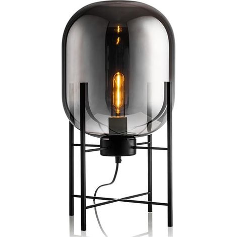 Nordische Tischlampe mit Glasschirm, postmoderne Schreibtischlampe, industrielle Bettlampe für Schlafsaal, Büro, Wohnzimmer (Farbe: schwarzer Schirm) (1/4)