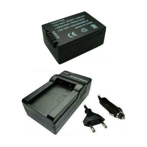 Trade-Shop 2in1 Set: Li-Ion Akku 1200mAh + Ladegerät mit KFZ Adapter für Panasonic Lumix DMC-FZ47, DMC-FZ62, DMC-FZ72, DMC-FZ82, DC-FZ83 / mit Infochip
