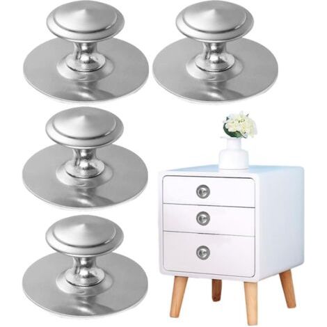 4 Pièces poignées autocollantes pour tiroir poignées d'armoire instantanées Poignee de Meuble Cuisine En acier inoxydable À retirer et coller sans perçage pour Placards Commode Armoire Meuble (1/5)