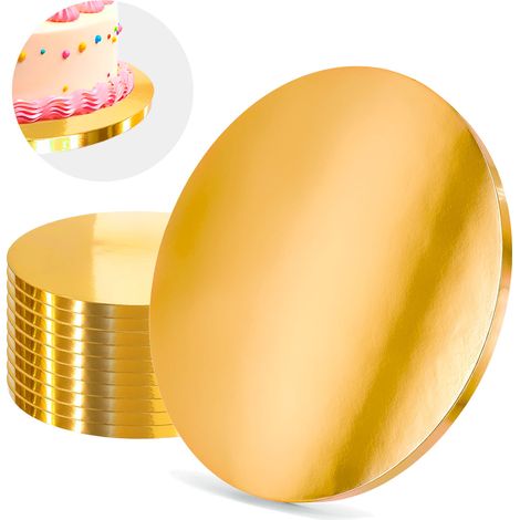 Plateau à gâteau rond doré 28 cm x 1,2 cm, lot de 10 pièces, marque Luxe Brand4Cake (1/4)