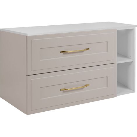 Set di mobili da bagno sotto lavabo, Beige / bianco, 80 (60 + 20) x 46 x 58 cm , 3 colori di maniglie a scelta