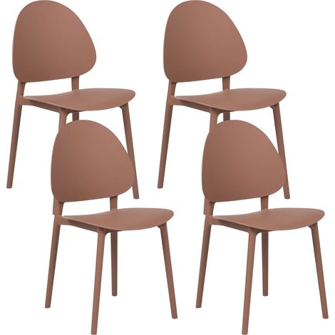 Set di 4 sedie da pranzo in plastica per interni ed esterni senza braccioli marrone Ceara