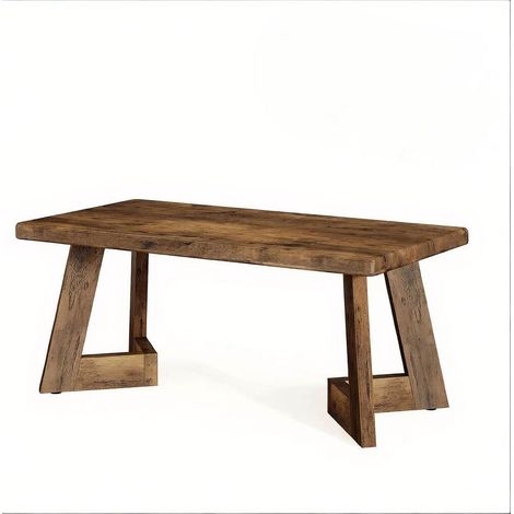 CHICFURN Mesa baja rectangular 120x60 cm madera marrón rústica para salón, 100 kg (1/5)