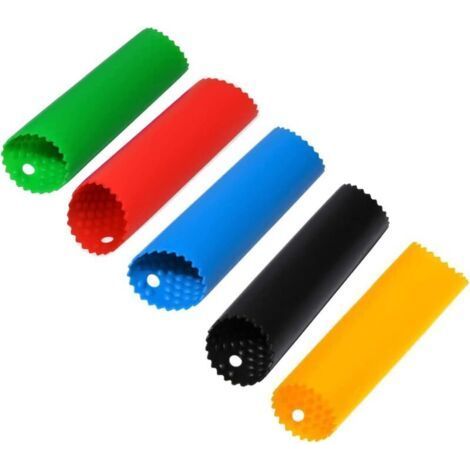 Pelapatate per aglio in silicone, set da 5 pezzi, rullo per rimuovere la buccia, rotolo per aglio, tubo per pelare, pressa per aglio professionale, strumenti di preparazione in cucina facili e utili, (1/4)