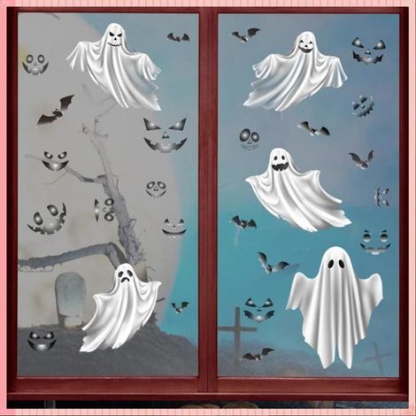 AUCUNE Autocollants lumineux d'Halloween Autocollants muraux lumineux chauve-souris fantôme d'halloween, 3 puericulture jouets (1/5)