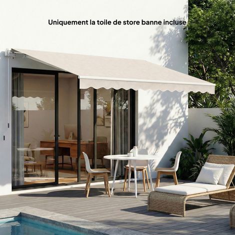 Tela de repuesto para toldo con faldón, repelente al agua, tela de repuesto para toldo, compatible, 3,5 x 2,5 m, color crema.