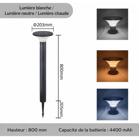 Borne solaire LED circulaire d'extérieur H800MM 7W étanche IP65 h800mm réf 3248 44 × 28 × 44 cm 6,5 kg – Livraison gratuite