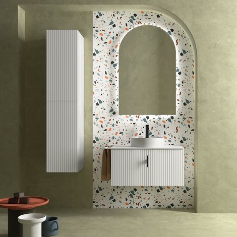 Salgar Schrank wandhängend BIBA 800 1 Metallschublade und versteckter Schublade WHITE COTTON 797 x 405 x 450 mm (1/4)