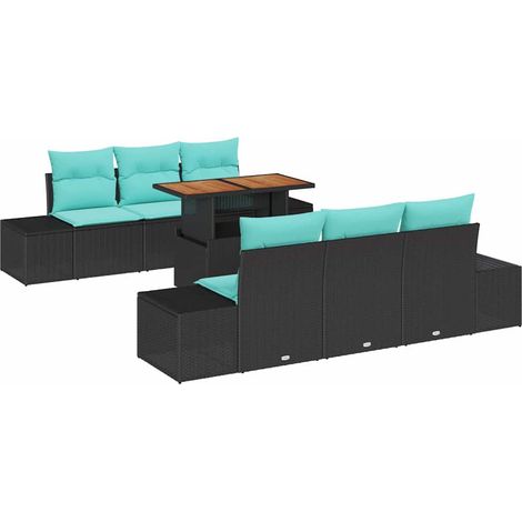 Garden Sofa Set 7 pcs Black Poly rattan vidaXL (1/5)