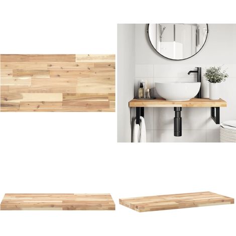 Waschtischplatte Unbehandelt 100x40x4 cm Massivholz Akazie - Akazienholz - Massivholz
