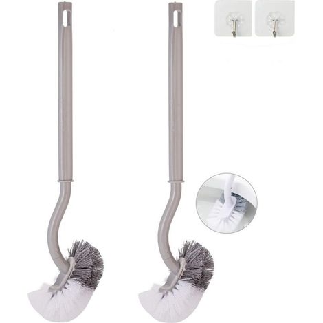ANDIAMO Set mit 2 gebogenen WC-Bürsten ohne Halterung für Badezimmer - Robuste WC-Bürste für die Reinigung unter dem WC-Rand im Haushalt