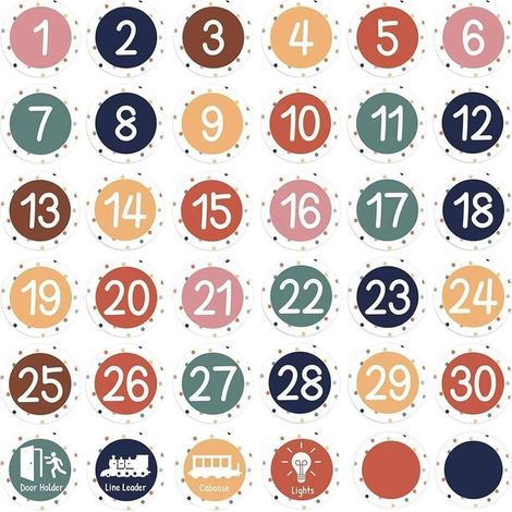 Set mit 36 farbenfrohen runden Aufklebern zur Beschriftung von Schließfächern und Schubladen (E) (1/5)