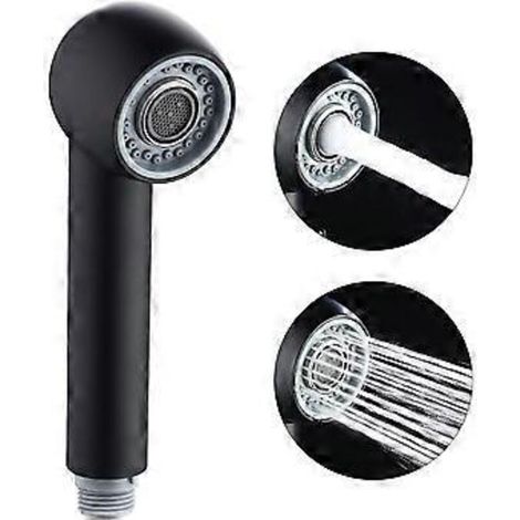 Douchette de rechange pour robinet de cuisine, 2 types de jet, compatible avec mitigeur, noir mat (1/4)