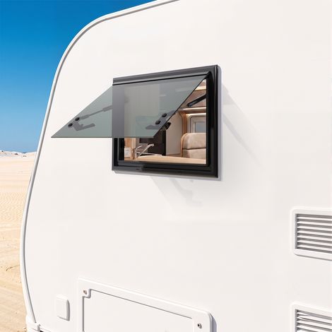 Fenêtre de camping-car 500 x 350 mm - 85 ° - Avec moustiquaire et store intégré - Externe - Push - Pour caravane, van et camping-car (1/5)