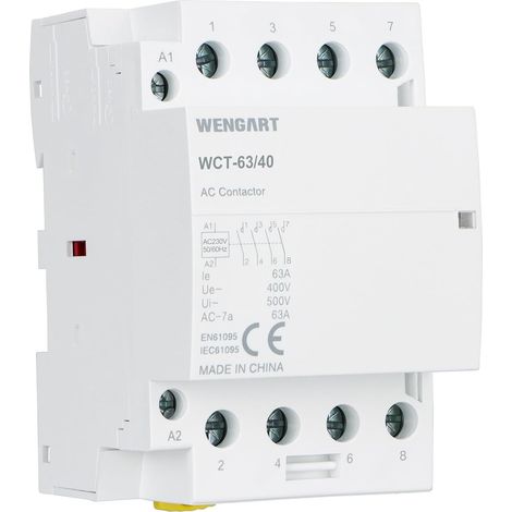 Three-phase contactor WCT-63,contacts 4P 4NO,AC230V 63A,quieter, more energy-efficient, can effectively control electrical appliances and motors (1/5)