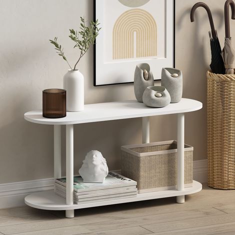 Étagère Ovale à 4 Niveaux, étagères de Rangement avec Bords Doux et étagères Ouvertes, Assemblage sans Outils, pour Organisation et Rangement, Salon, Bureau à Domicile, Blanc (1/5)