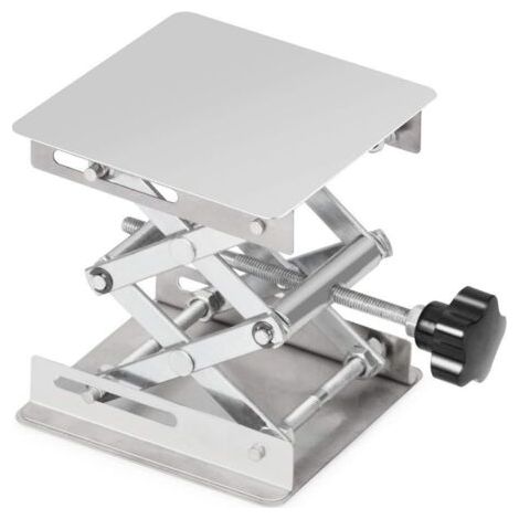 Table Élévatrice de Laboratoire, Table de Levage Plate-Forme de Laboratoire en Acier Inoxydable, 100 x 100mm, Hauteur de Levage Extensible de 45 à 150mm, Poids de Support 5 KG