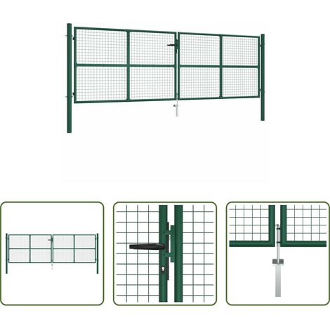 vidaXL Maschen-Gartentor - Maschen-Gartentor aus Stahl 400 x 125 cm Grün (1/5)