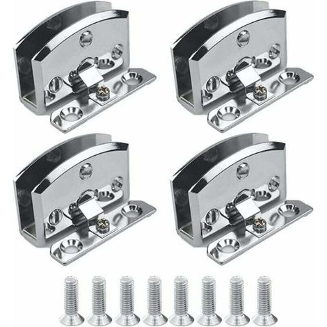 Glastürscharniere (Silber) Ersatzteile für Schaufenster-Weinschrank-Clip-Türscharniere, geeignet für 5–8 mm dickes Glas, 4 Stück (1/4)