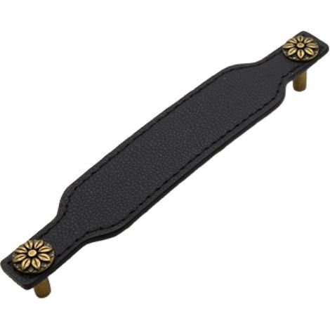 Set of 4 148 x 28 mm Leather Furniture Handles, Black Leather Furniture Handles with Screws for Cabinets, Drawers, Kitchens and Doors, Wardrobe Handles, Kitchen and Bedroom Cupboard Handles (1/5)