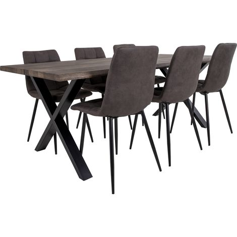 Tony Essgruppe , 1 Esstisch und 6 Stühle dunkel braun und Eiche.